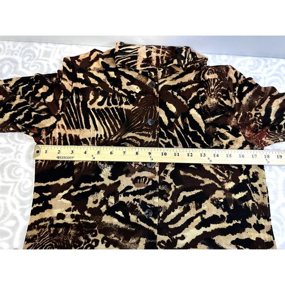 Chico's Traveler Liquid Knit Animal Print Slinky Button Up Duster/Dress, Sz M/8 - Picture 11 of 16